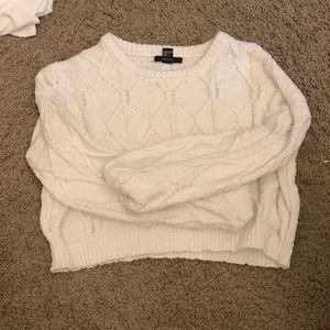Medium White Forever 21 Cropped Sweater
